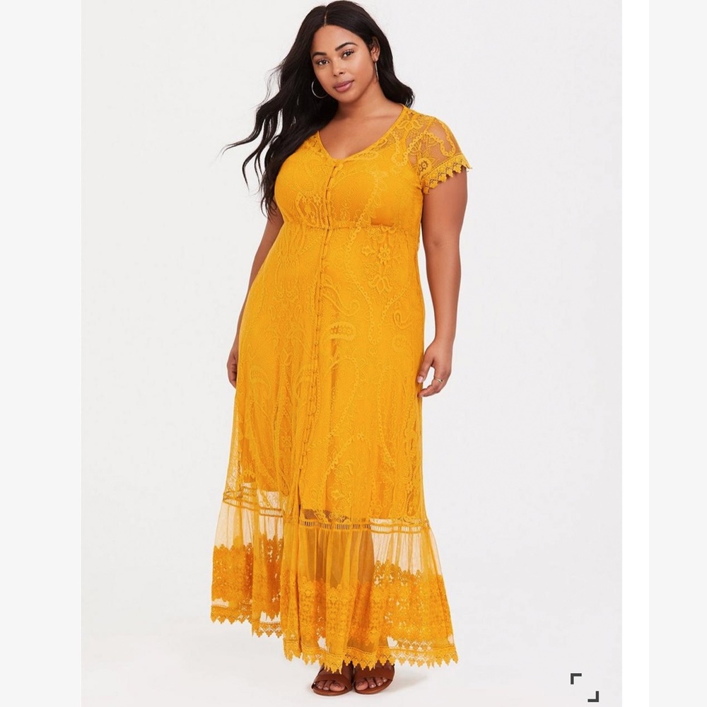 Lace Button Front Maxi Dress - Torrid